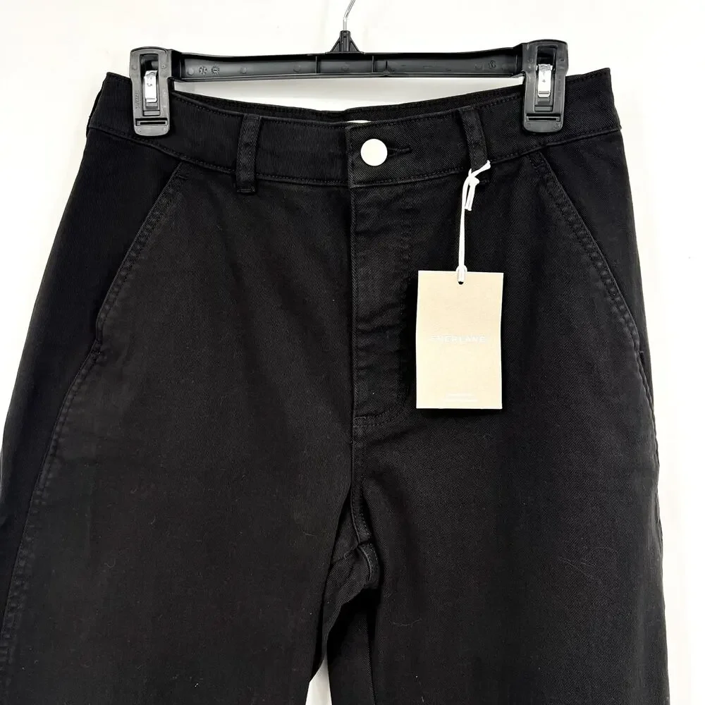 EVERLANE Women's The Utility Barrel Pants Size 12 TALL Black Cotton Twill NWT